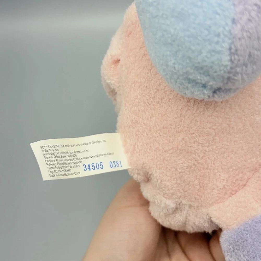 Soft Classic Pastel Teddy Bear w/Night Cap Plush Stuffed Baby Rattle Lovey 9.5